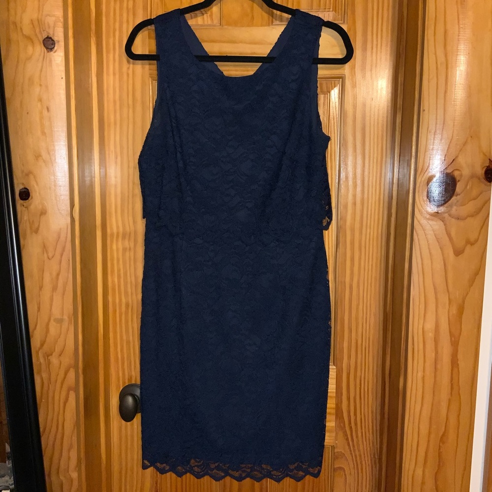 Navy blue lace cocktail mini dress